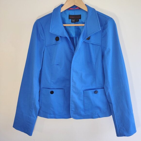 Nina McLemore Open Front Blazer CropTrench Jacket Womens Size 8 Sporty Chic Mod - Picture 2 of 7